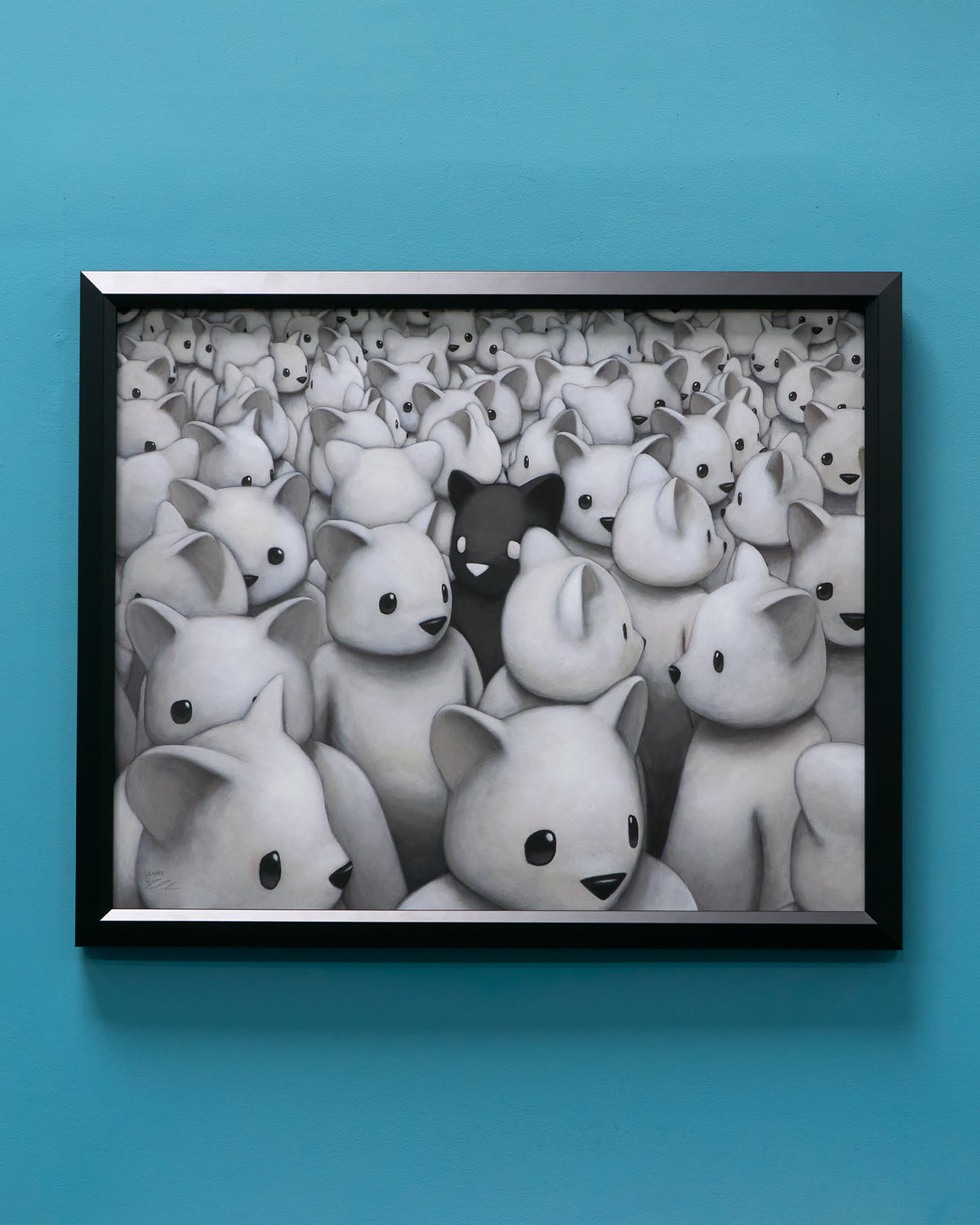 Framed Maximum Bearage edition of Luke Chueh's Crowded